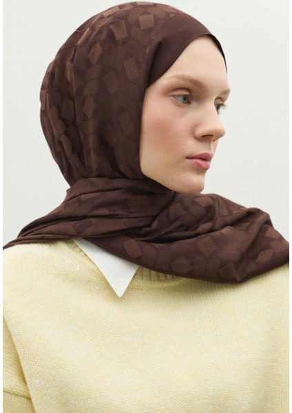 Monogram Pamuk Floş Jakarlı Şal Çikolata Kahve fiyatları