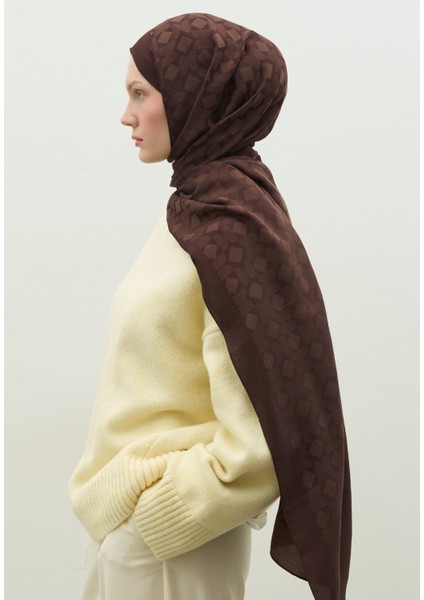 Monogram Pamuk Floş Jakarlı Şal Çikolata Kahve fırsatları
