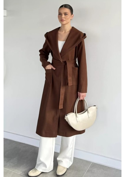 Kadın Bel Kuşaklı Iç Astarlı Kapüşonlu Kaban P-00019493 fiyatları