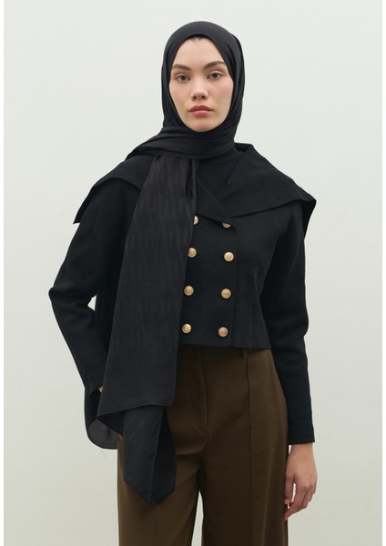 Nara Pamuk Floş Jakarlı Şal Siyah fırsatları