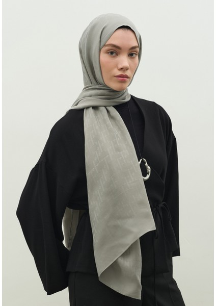 Monogram Pamuk Floş Jakarlı Şal Soğuk Gri