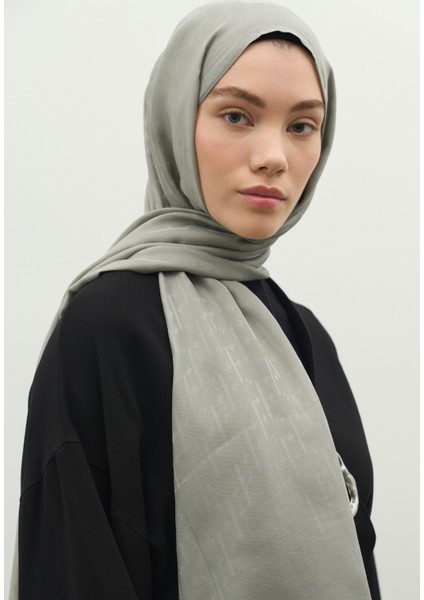 Monogram Pamuk Floş Jakarlı Şal Soğuk Gri fiyatları