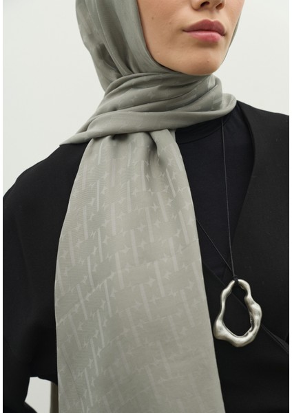 Monogram Pamuk Floş Jakarlı Şal Soğuk Gri modelleri