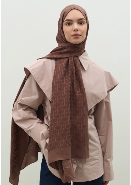 Monogram Pamuk Floş Jakarlı Şal Kakao fiyatları