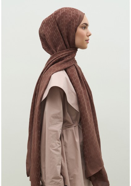 Monogram Pamuk Floş Jakarlı Şal Kakao fırsatları