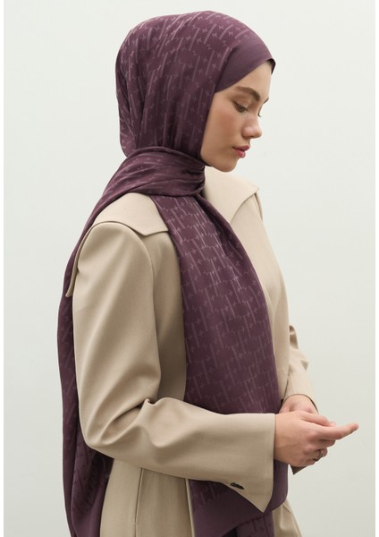 Monogram Pamuk Floş Jakarlı Şal Mürdüm fırsatları