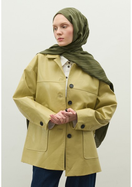 Nara Pamuk Floş Jakarlı Şal Askeri Haki