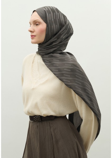 Nara Pamuk Floş Jakarlı Şal Koyu Gri fırsatları