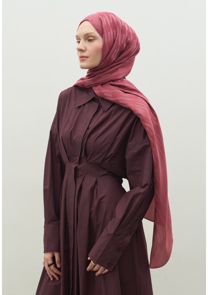 Nara Pamuk Floş Jakarlı Şal Vıntage Rose