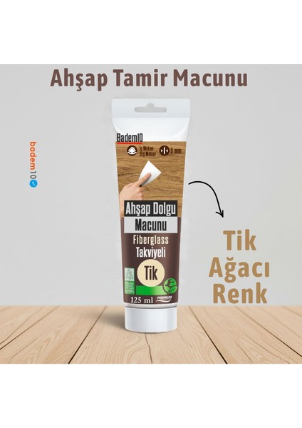 Ahşap Parke Tamir Macunu Tik Renk Mobilya Masa Dolgu Çatlak Çizik Giderici 125 ml Kullanıma Hazır