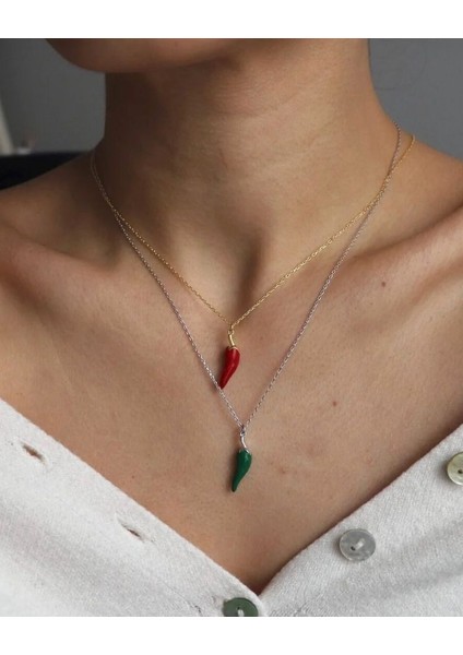 Kırmızı Biber Kolye 925 Ayar