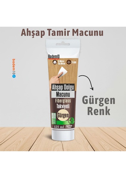Ahşap Parke Tamir Macunu Gürgen Renk Mobilya Masa Dolgu Çatlak Çizik Giderici 125 ml Kullanım Hazır