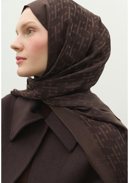 Monogram Pamuk Floş Jakarlı Şal Acı Kahve fırsatları