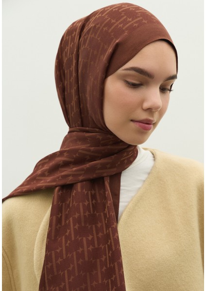 Monogram Pamuk Floş Jakarlı Şal Ağaç Kabuğu fiyatları