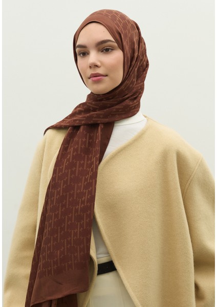 Monogram Pamuk Floş Jakarlı Şal Ağaç Kabuğu modelleri