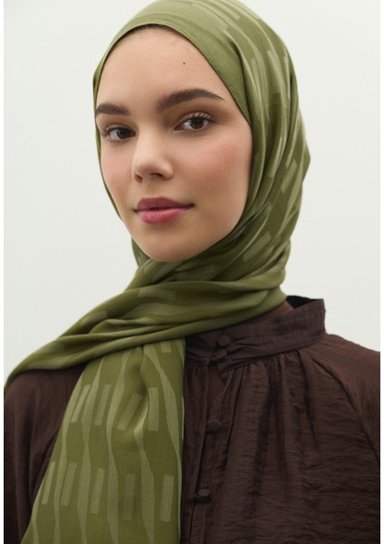 Nara Pamuk Floş Jakarlı Şal Zeytin Yeşili modelleri