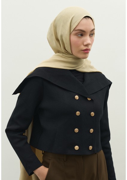 Monogram Pamuk Floş Jakarlı Şal Kum