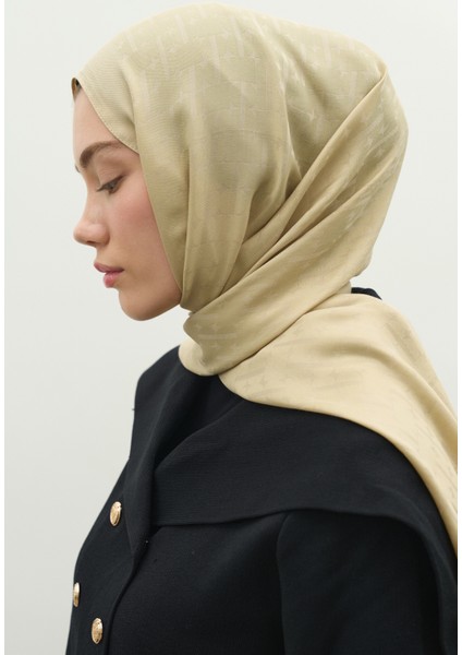 Monogram Pamuk Floş Jakarlı Şal Kum modelleri