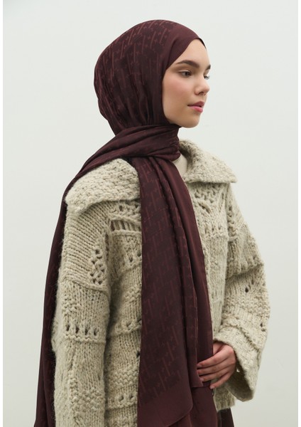 Monogram Pamuk Floş Jakarlı Şal Kızıl Kahve fiyatları