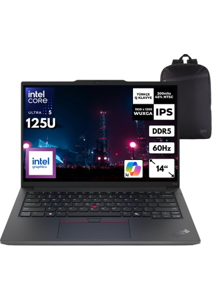 Thinkpad E14 G6 Ultra 5-125U 64-Gbddr5 2 Tb SSD Intel Graphics 14" Wuxga Windows 10 Home Notebook + Zg Sırt Çantası 21M7002PTXZGC109