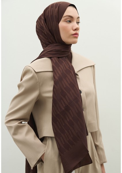 Nara Pamuk Floş Jakarlı Şal Çikolata Kahve