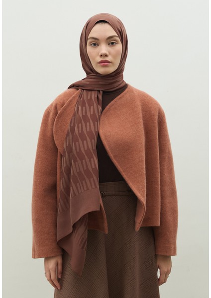 Nara Pamuk Floş Jakarlı Şal Kakao