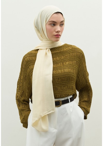 Nara Pamuk Floş Jakarlı Şal Tereyağı