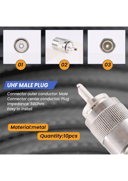 10PCS Konnektör Uhf Erkek PL259 Fiş Lehim Rg8 RG213 LMR400 7d-Fb Kablo Gümüş (Yurt Dışından) fırsatları