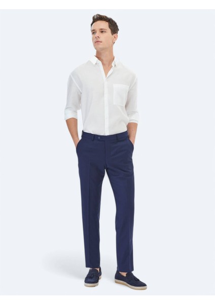 Beyaz Düz Oversize Fit Dokuma Casual Gömlek