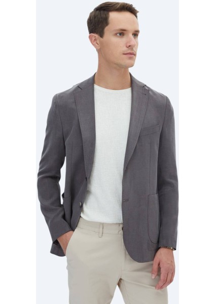 Antrasit Düz Modern Fit Ceket
