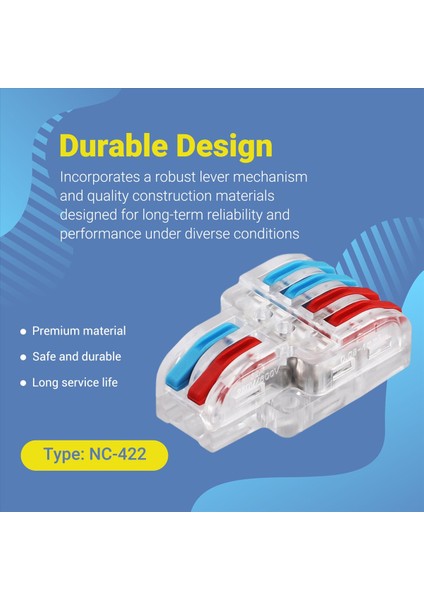 10 Pcs Terminal Bağlantısı Kelepçe Seti, Tel Konektör, Hızlı Kompakt Kablo Konnektörü NC-422 Şeffaf (Yurt Dışından) fırsatları