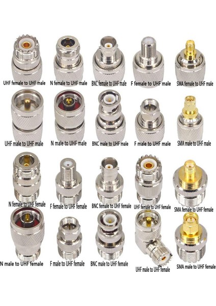 20PCS Rf Koaksiyel Konnektör Kiti Uhf SO239 PL259 Adaptör Uhf&#39;yi Sma/bnc/n/uhf/f Adaptörü Cb Anteni Için Coax Adaptörü (Yurt Dışından) indirimleri