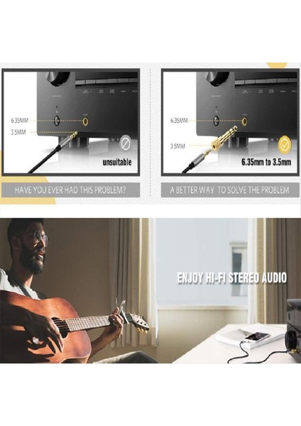 Qgeem Bağlantıları Yapın Jack 6.35MM Erkek Fişi 3,5 mm Dişi Konnektör Kulaklık Amplifikatör Ses Adaptör (Yurt Dışından) indirimleri