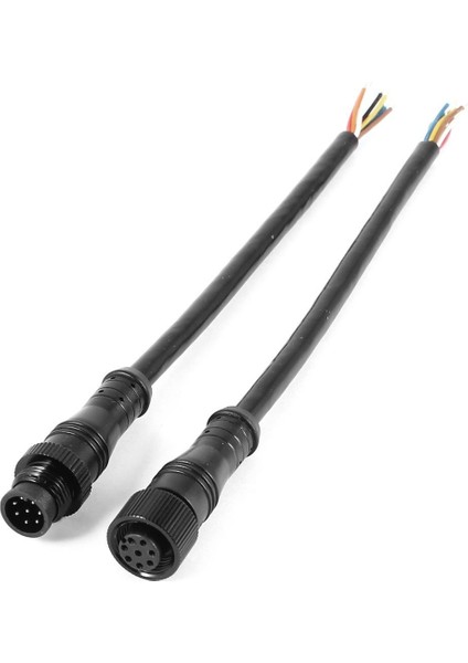 8 Pin M/f Fiş Su Geçirmez Konektör Kablosu Siyah (Yurt Dışından)