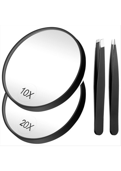 Büyüteç 20X AYNA+10X Büyüteç 2 Emme Bardağı ile Aynalar Küçük Seyahat Büyütme Aynası ve Cımbız Kiti (Yurt Dışından)