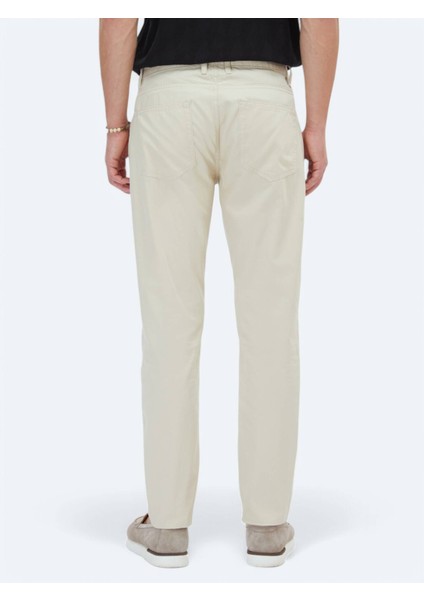 Bej Denim Slim Fit Casual Pamuk Karışımlı Pantolon