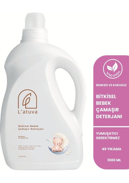 %100 Doğal Bebek Çamaşır Deterjanı Kendinden Yumuşatıcılı 1000 ml ( Toz Leke Çıkarıcı Hediyeli)