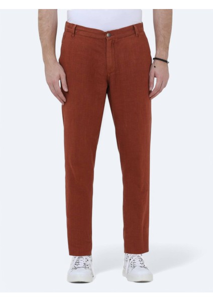 Kiremit Dokuma Jogging Fit Casual %100 Keten Pantolon