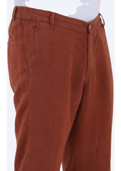 Kiremit Dokuma Jogging Fit Casual %100 Keten Pantolon