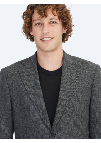 Antrasit Düz Comfort Fit Yün Karışımlı Takım Elbise indirimleri