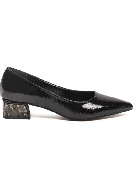 Siyah Kırışık Taş Işlemeli Kadın Abiye Ayakkabı 357180 Z fiyatları