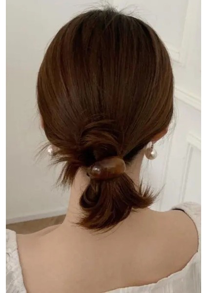 Kemik Tasarım Elma Dilim Kadın Lastik Toka Kahverengi Amber modelleri