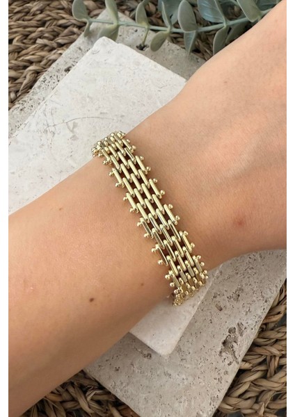 Premium Seri Italian Mesh 14K Xuping Kadın Çelik Bileklik Altın