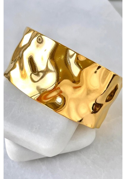 Özel Seri Aurıc Flow Tasarım Ezme Model Ayarlanabilir Kadın Çelik Kelepçe Altın fiyatları