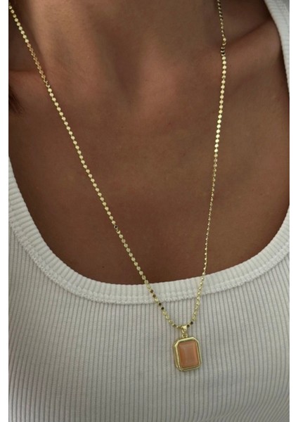 Premium Seri Cat's Eye Tasarım Plaka Model 60 cm Ezme Zincirli Kadın Çelik Kolye 14 K Altın - 60 cm fırsatları