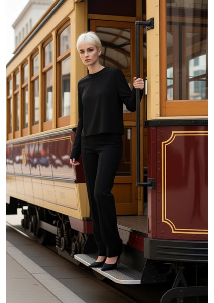 Kadın Alt Üst Selanik Nervürlü Örme Üst ve Geniş Paça Rahat Kesim Pantolon Takımı Günlük Şıklık Şık modelleri