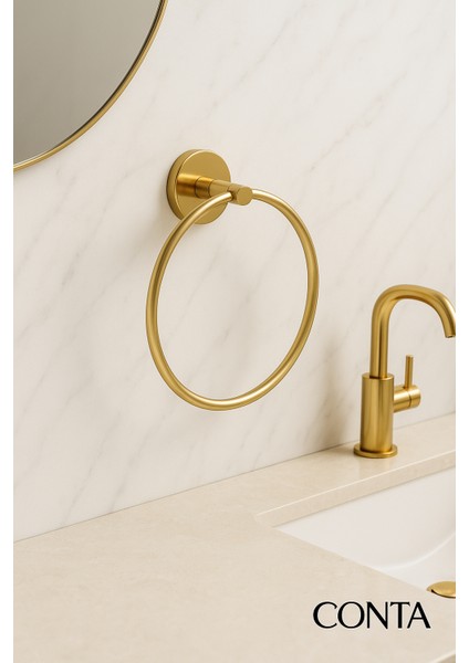 Altın Kaplama Yuvarlak El Havluluk – Duvar Tipi Paslanmaz Banyo Havlu Halkası | Modern Minimal Tasarım | Vidalı Montaj fiyatları