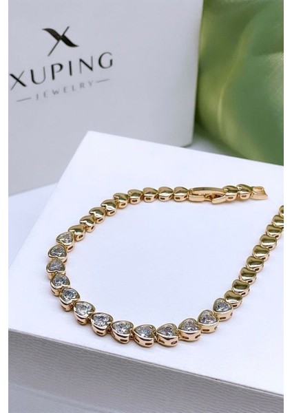 Luxe Romance Kuyumcu Işçiliği 14K Altın Kaplama Premium Seri Kadın Çelik Bileklik Altın