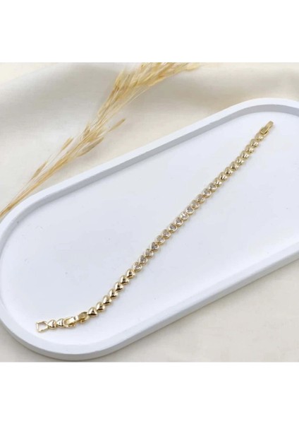 Luxe Romance Kuyumcu Işçiliği 14K Altın Kaplama Premium Seri Kadın Çelik Bileklik Altın