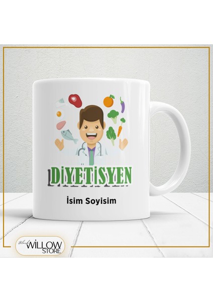 Diyetisyen 2 Temalı Porselen Kupa Bardak,hediyelik,yüksek Kalite,meslekler Temalı